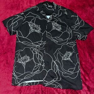 Black and White Floral Button Down Shirt